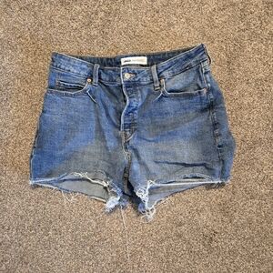 Brand new!! New women's Zara stretchy denim cut off raw hem jean shorts size 14